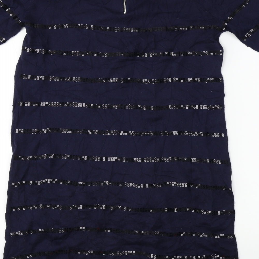 FWM Womens Blue Striped A-Line Size 12