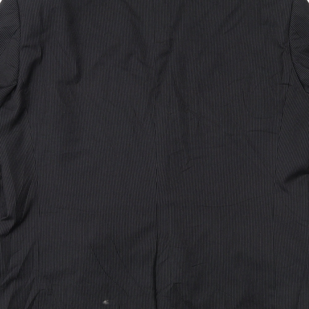 H&M Mens Black Striped Jacket Suit Jacket Size 42