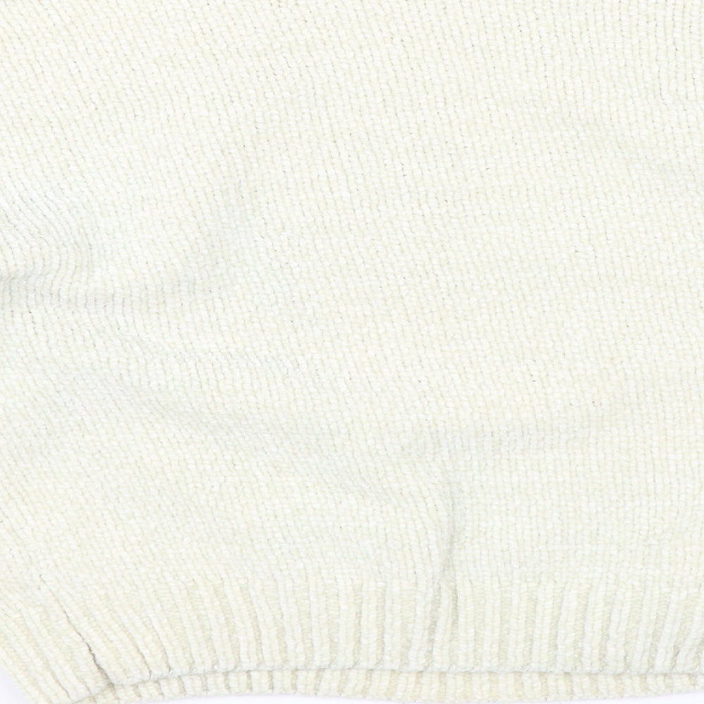 Alya Womens White Floral Pullover Jumper Size M