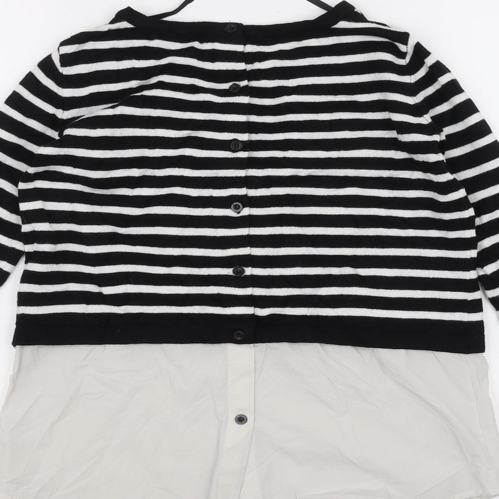 Atmosphere Womens White Striped Basic T-Shirt Size 4