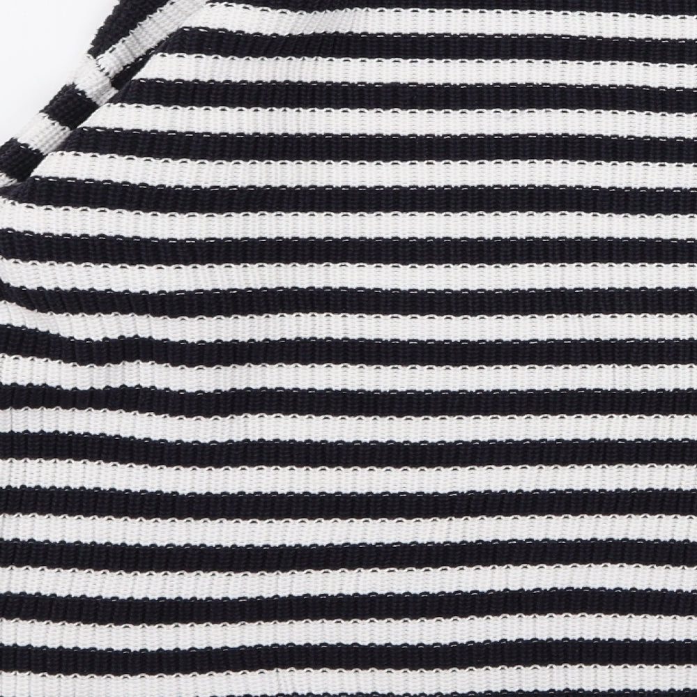 m&s Womens White Striped Pullover Jumper Size M
