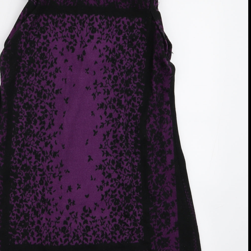 mandi Womens Purple Floral A-Line Size 10