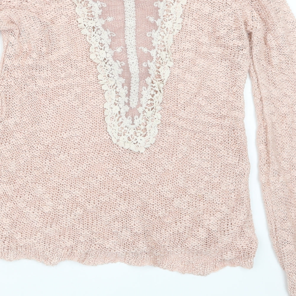 Apricot Womens Pink Knit Pullover Jumper Size S