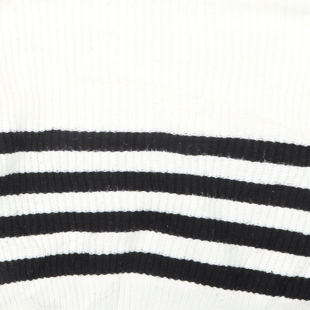 Primark Womens White Striped Knit Pullover Jumper Size 12