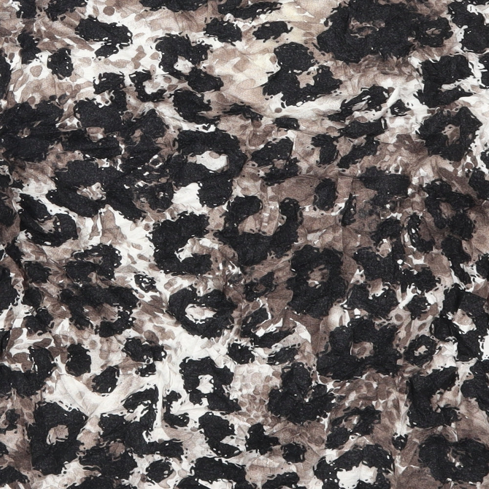 VINCI Womens Brown Animal Print Basic T-Shirt Size 16