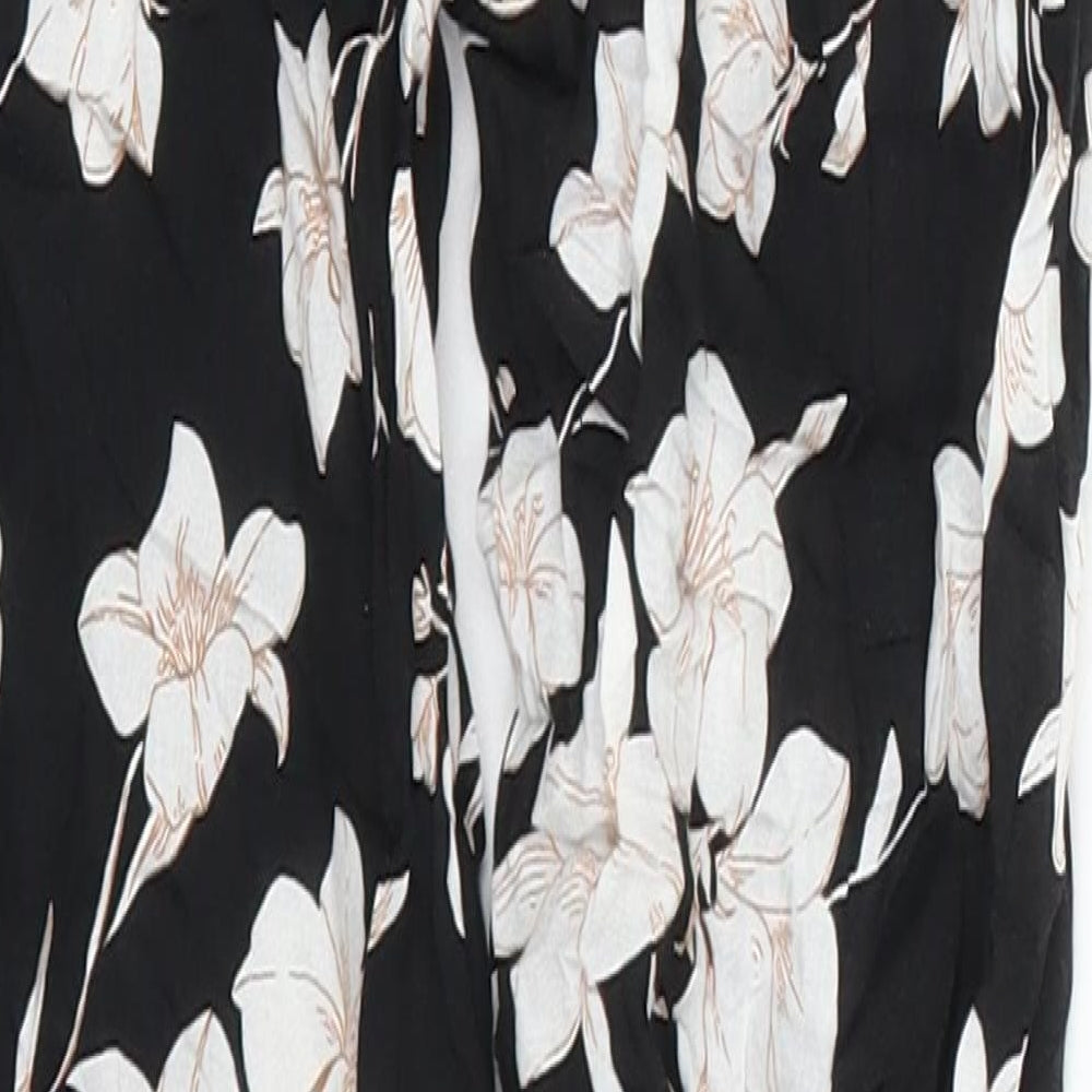 Select Womens Black Floral Trousers Size 6 L25 in
