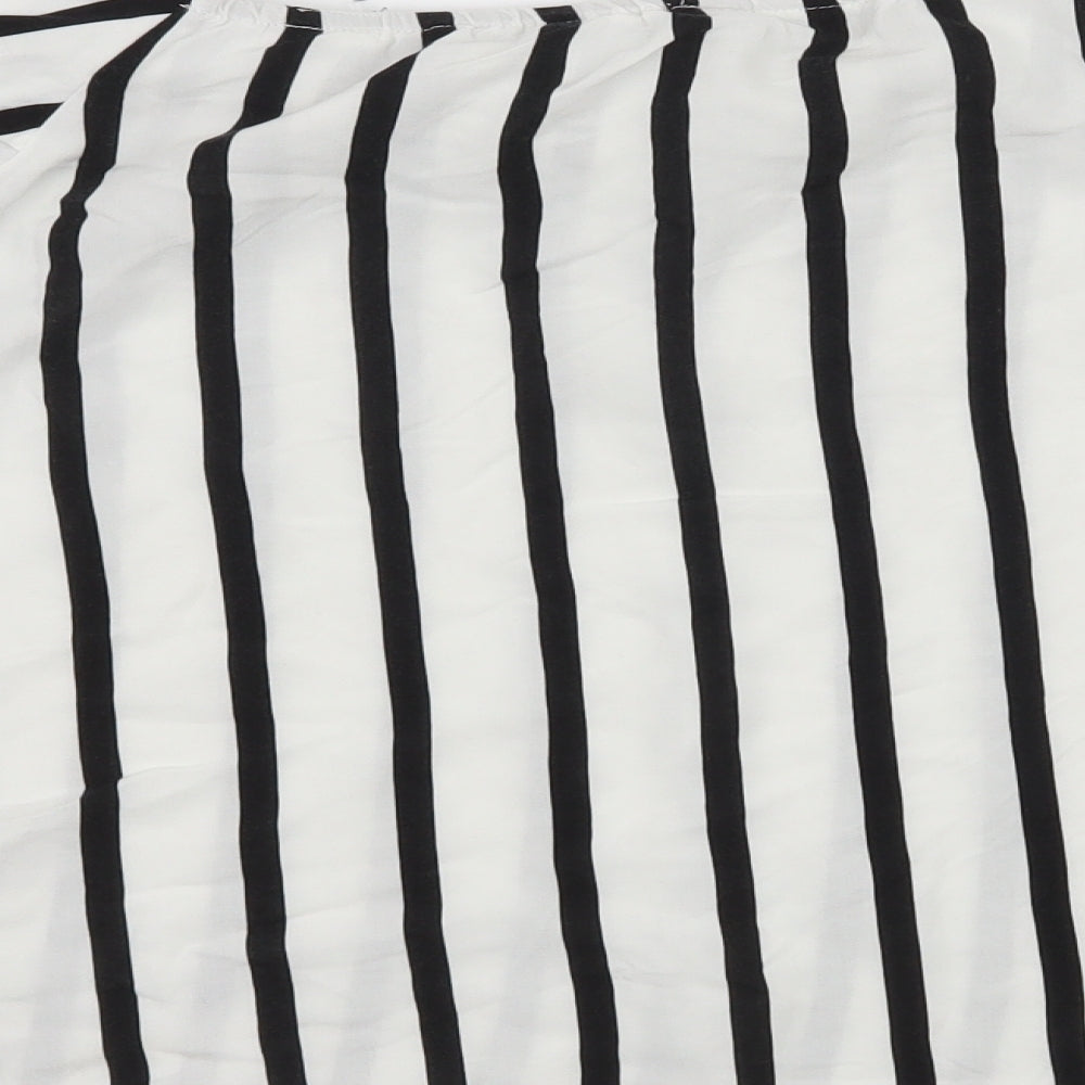 Select Womens White Striped Basic Blouse Size 14