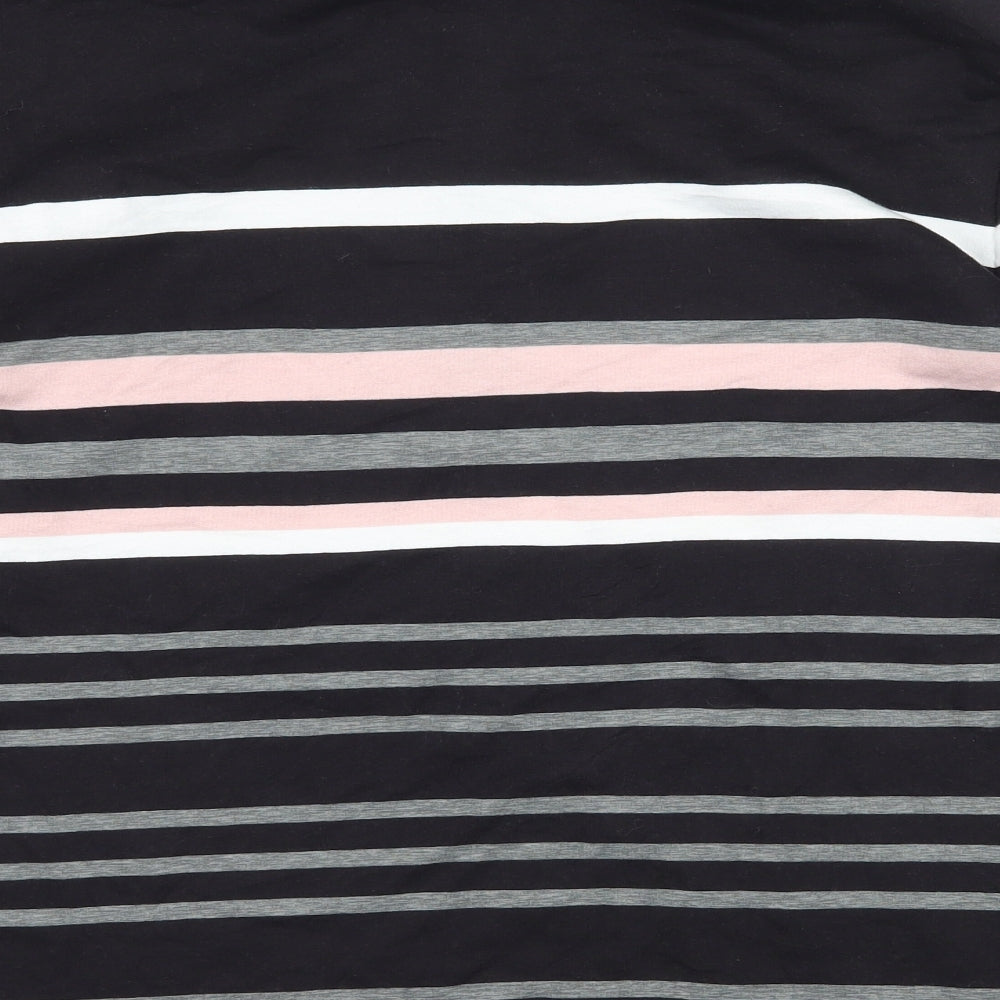 Croft & Barrow Womens Black Striped Jersey Pullover Sweatshirt Size M