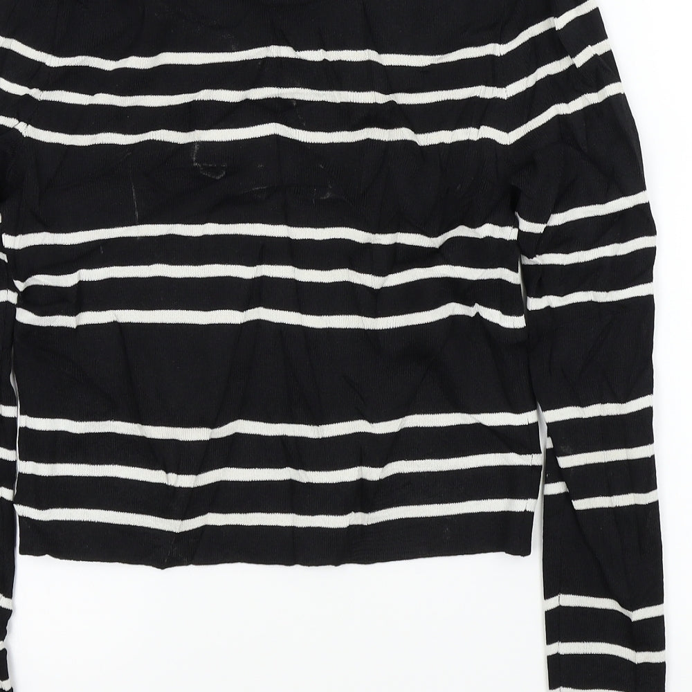 Portmans Womens Black Striped Pullover Jumper Size S