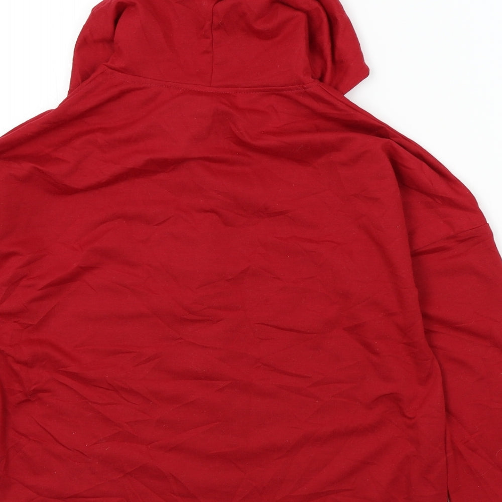 Preworn Girls Red Colourblock Pullover Hoodie Size S