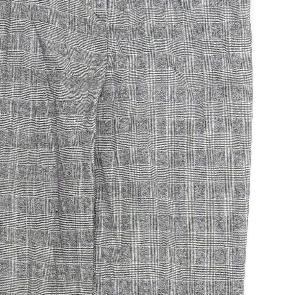New Look Womens Grey Check Trousers Size 10 L25 in