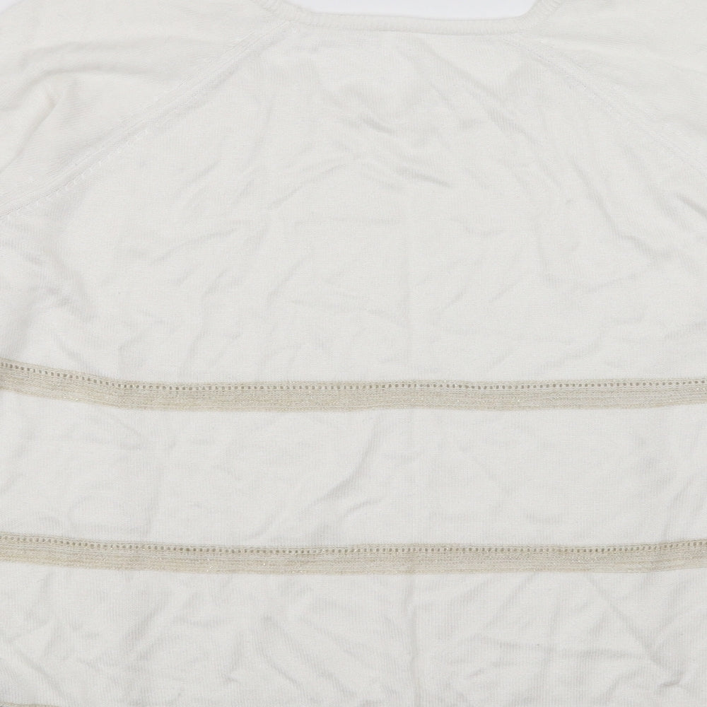 Marks & Spencer Womens White Striped Pullover Jumper Size 12