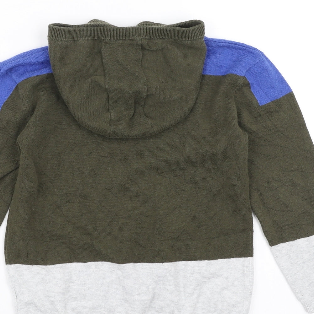 Next Boys Green Knit Pullover Hoodie Size 7 Years