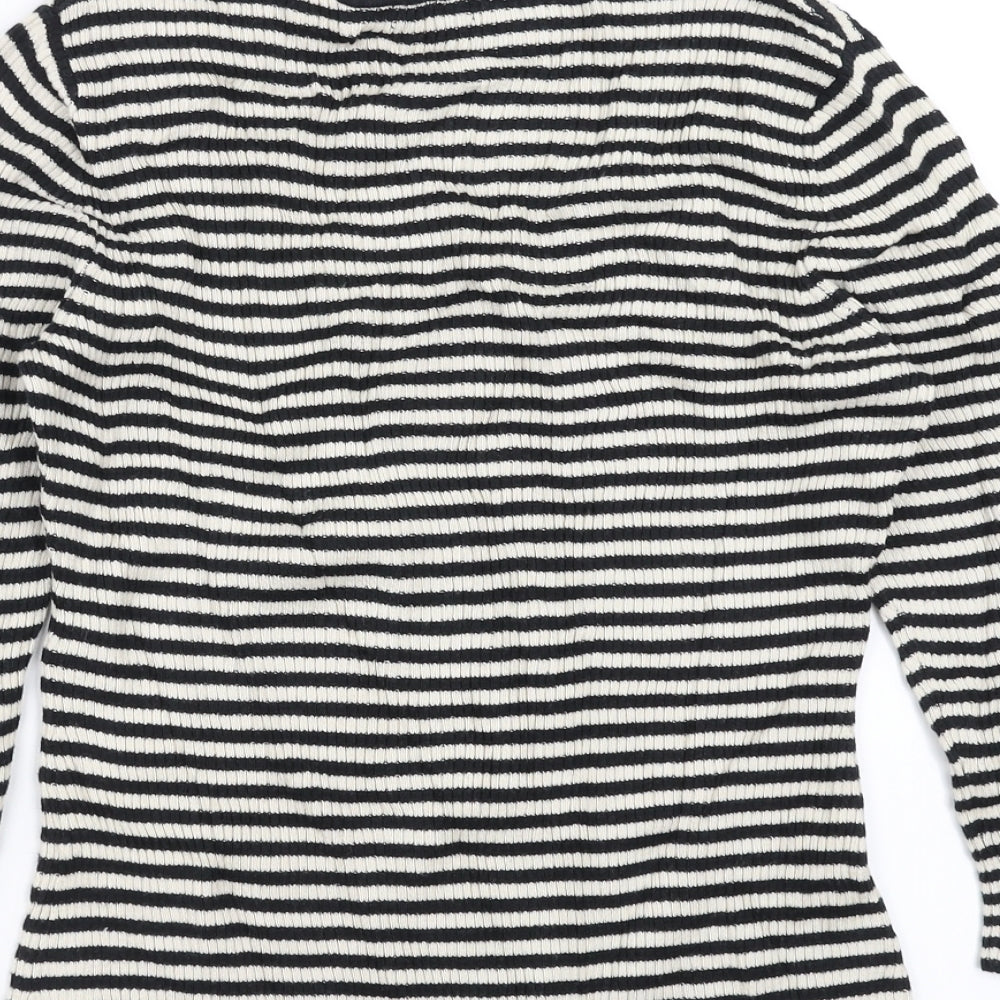 PLANET Womens Black Striped Pullover Jumper Size XS