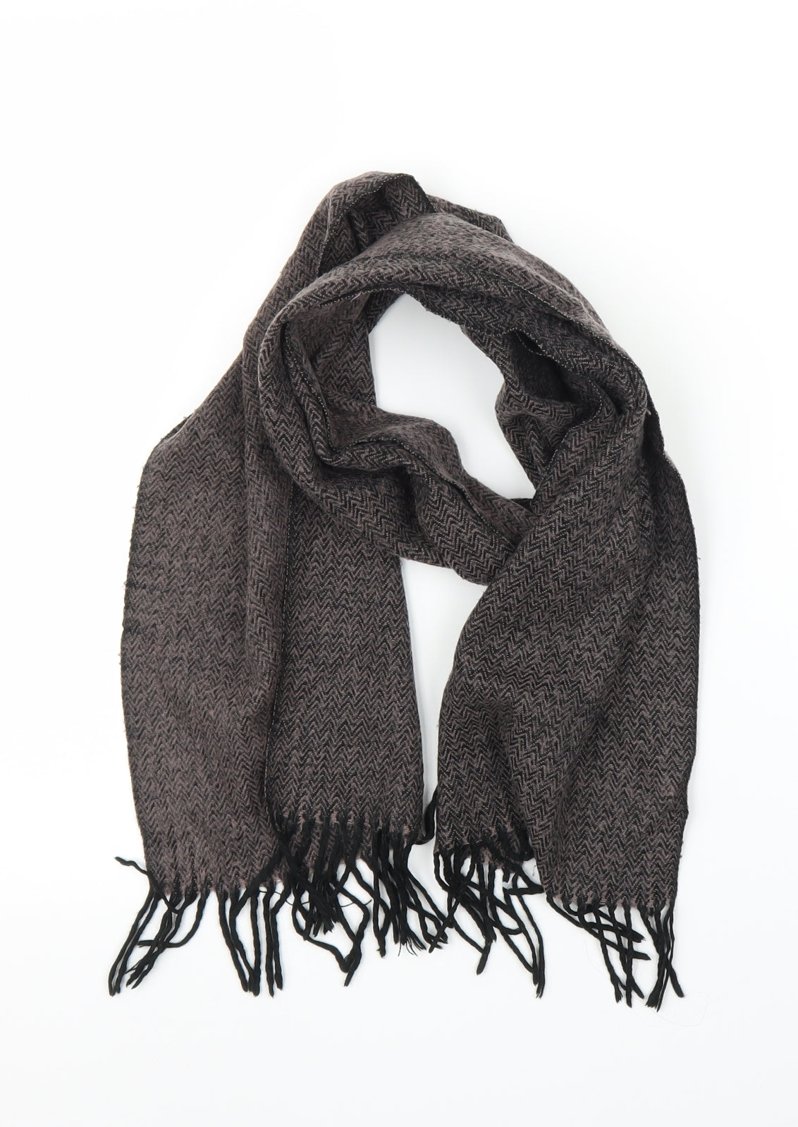 Preworn Unisex Brown Herringbone Scarf