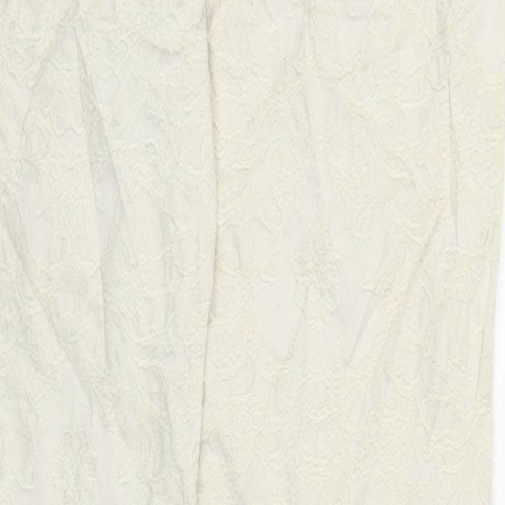 H&M Womens Ivory Floral Carrot Trousers Size 6 L27 in