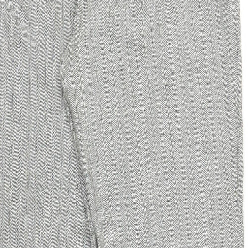 Evie Womens Grey Herringbone Trousers Size 18 L31 in