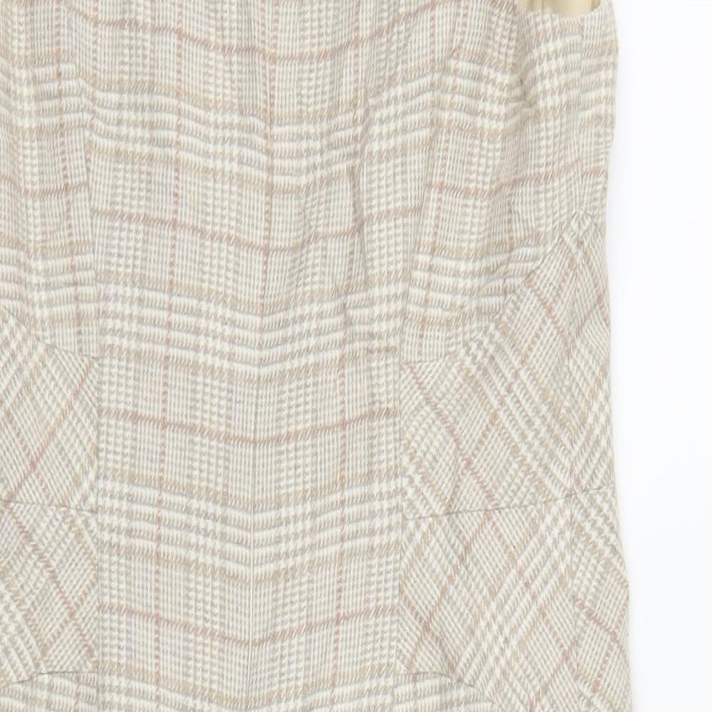 NEXT Womens Beige Plaid Sheath Size 10