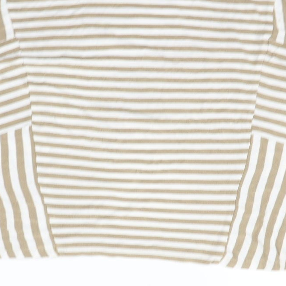 eypio Womens Beige Striped Basic Polo Size L