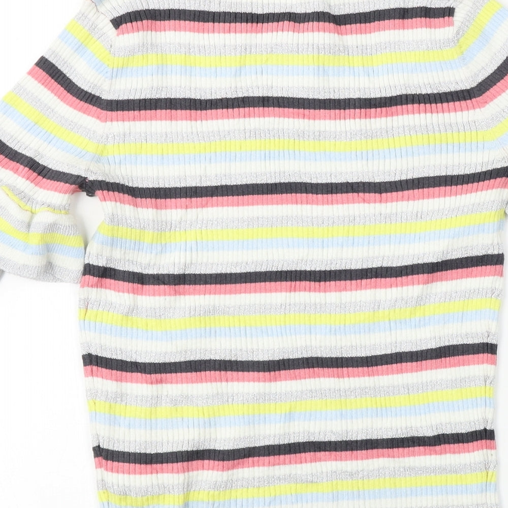 H&M Womens White Striped Pullover Jumper Size M