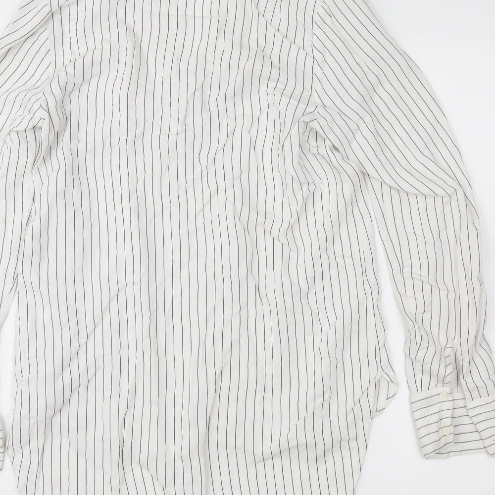 H&M Womens White Striped Basic Button-Up Size 4