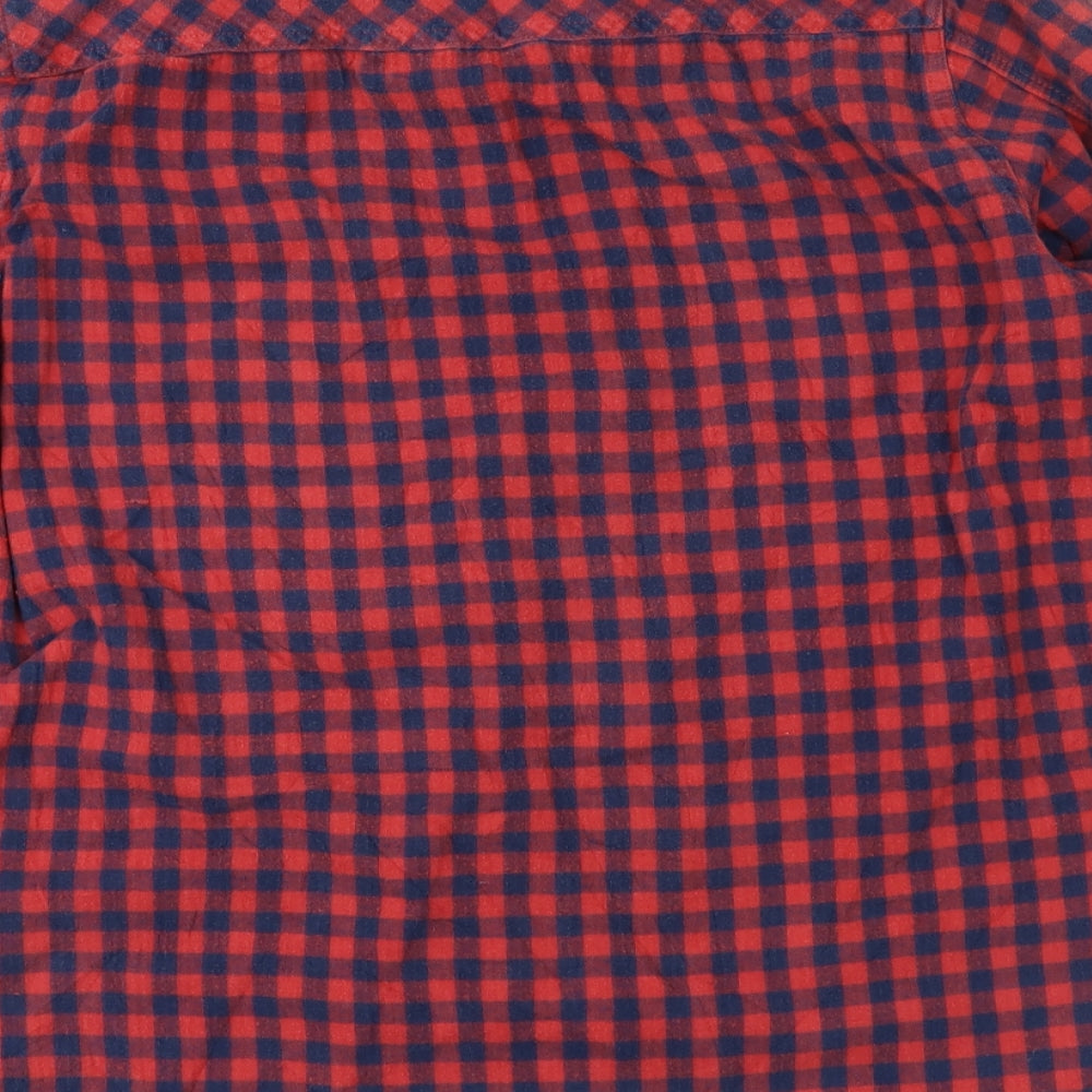 Greenwoods Mens Red Check Button-Up Size M