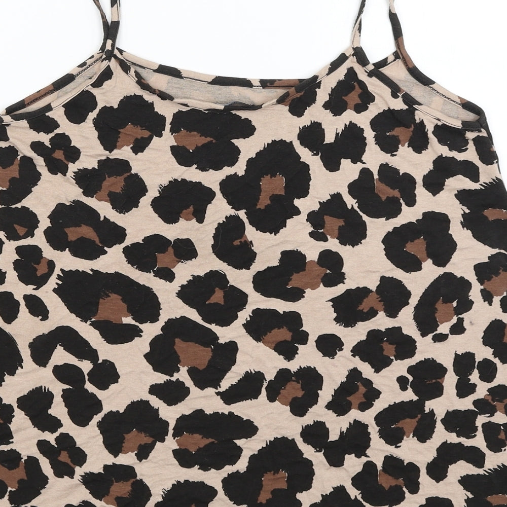 Boohoo Womens Brown Animal Print Camisole Tank Size 8