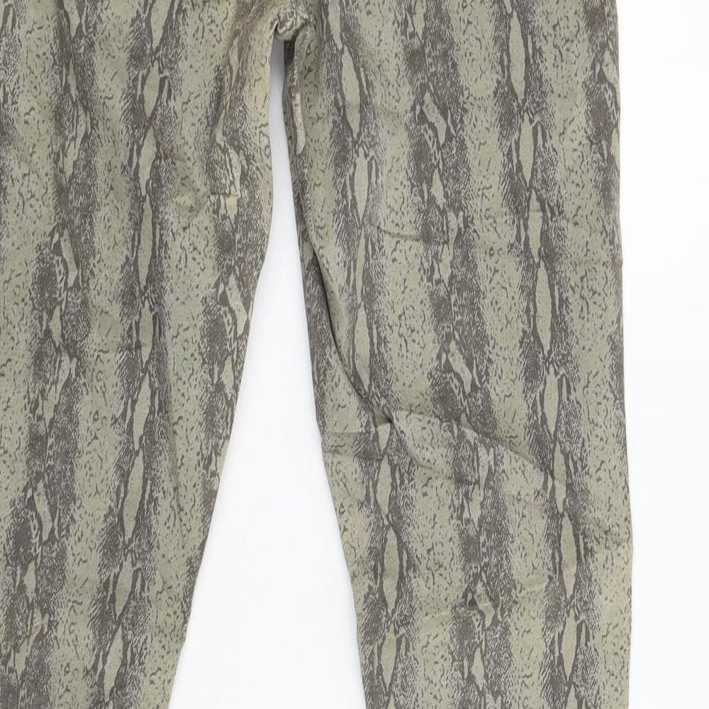 Topshop Womens Beige Animal Print Trousers Size 28 L30 in