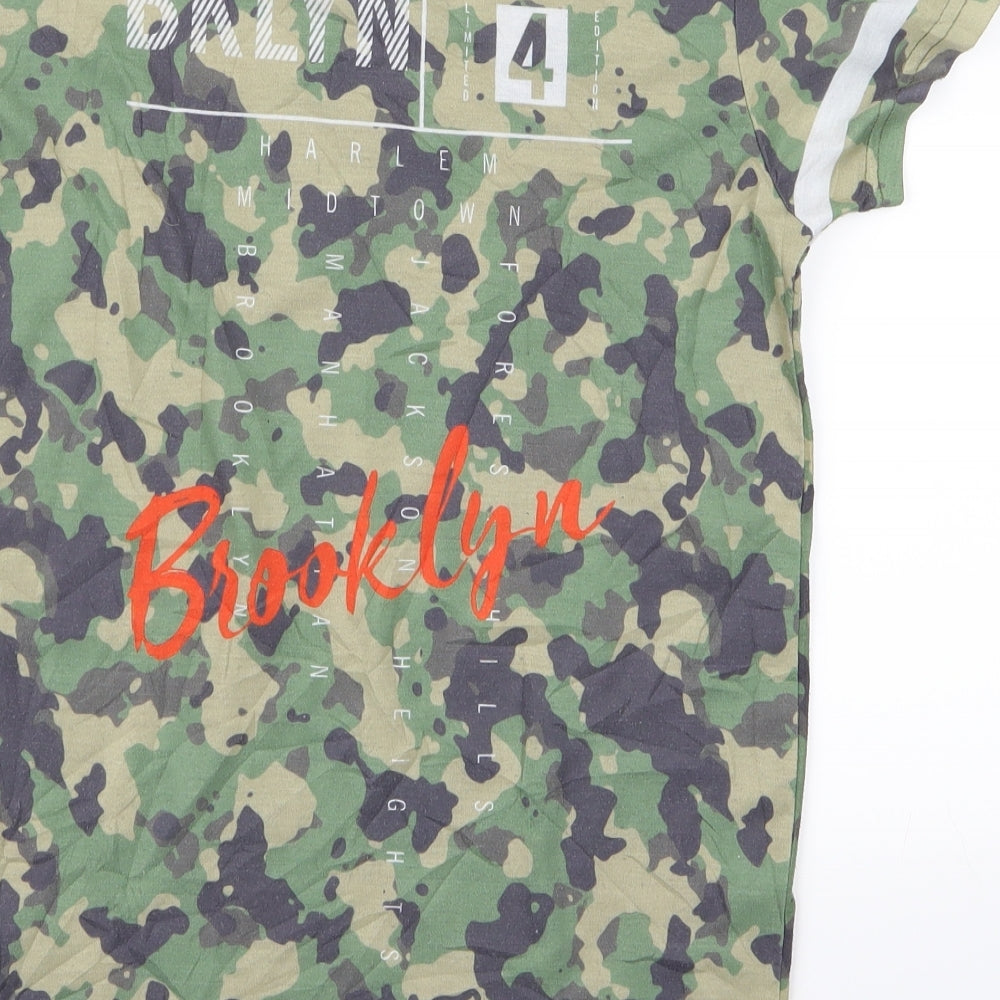 Primark Girls Green Camouflage Rayon Basic T-Shirt Size 12 Years - brooklyn