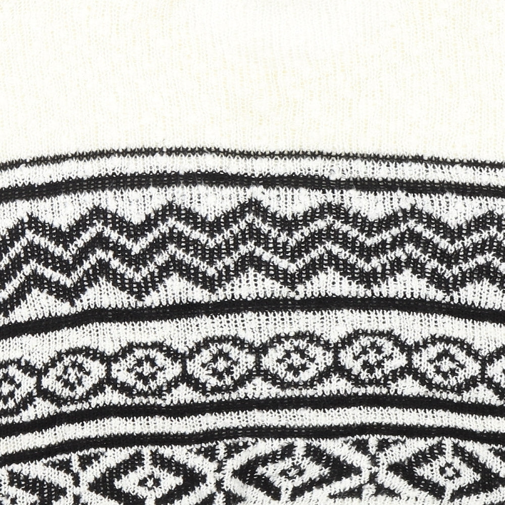 Peacocks Womens White Geometric Pullover Jumper Size M
