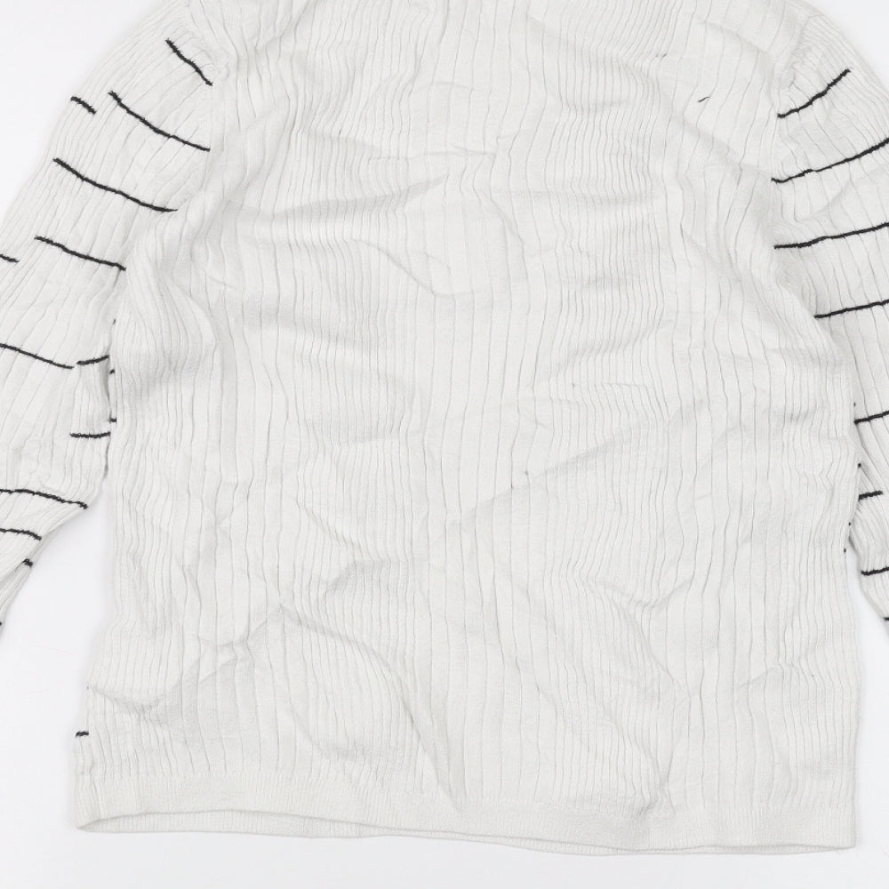 Pimkie Womens White Striped Pullover Jumper Size M