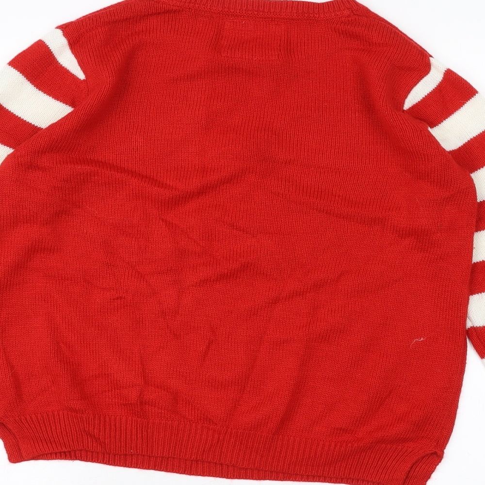 Papaya Mens Red Striped Pullover Jumper Size M