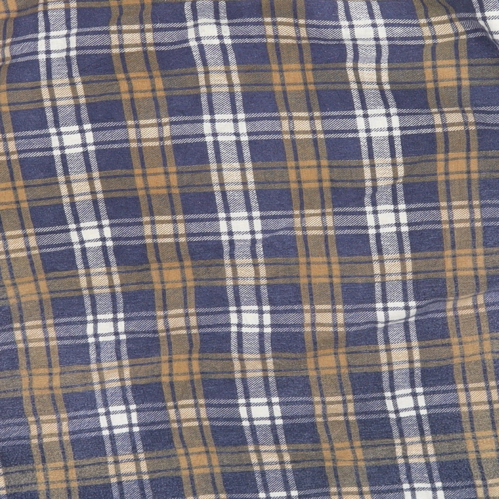 Preworn Mens Beige Plaid Button-Up Size S