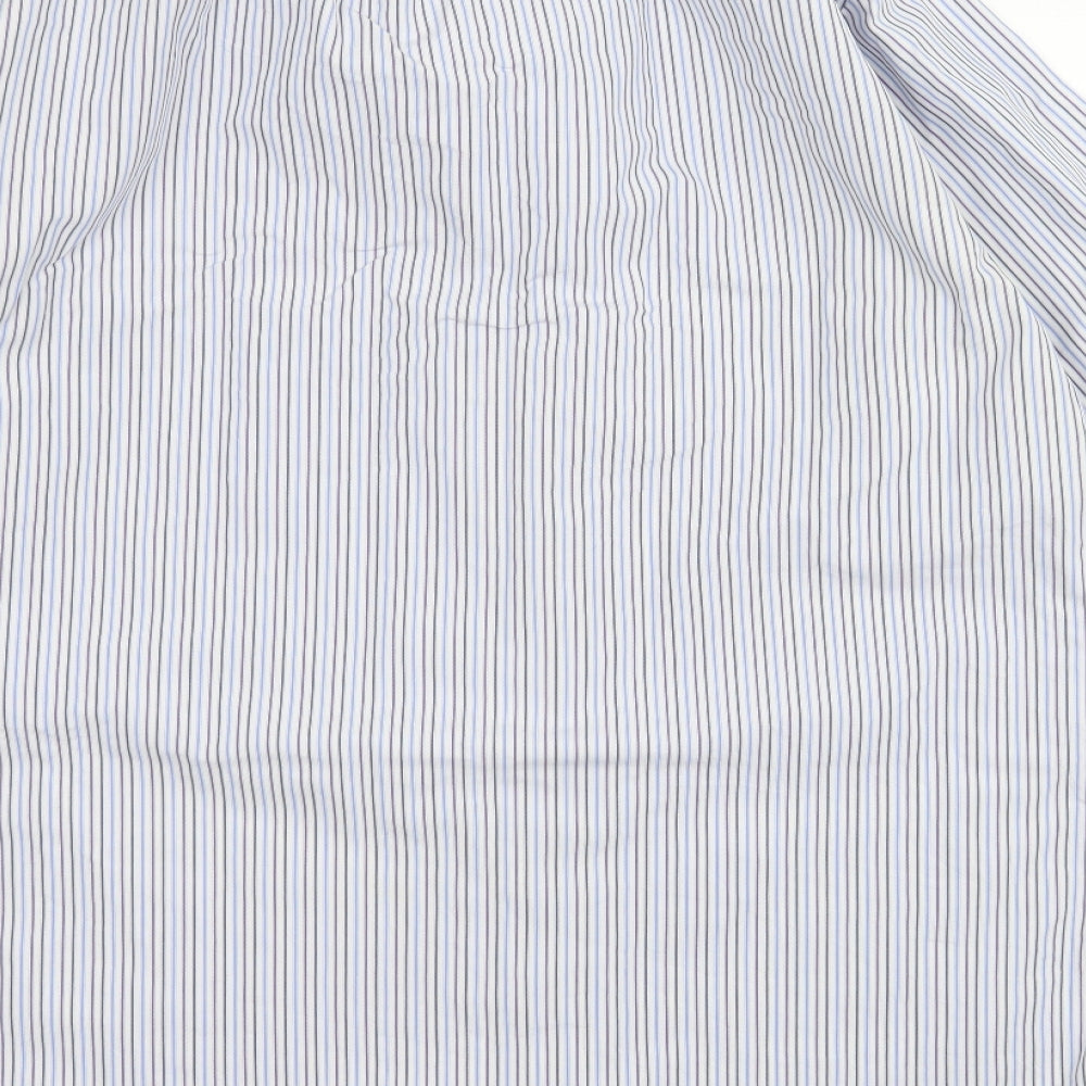 Kirkland Mens Blue Striped Button-Up Size 17