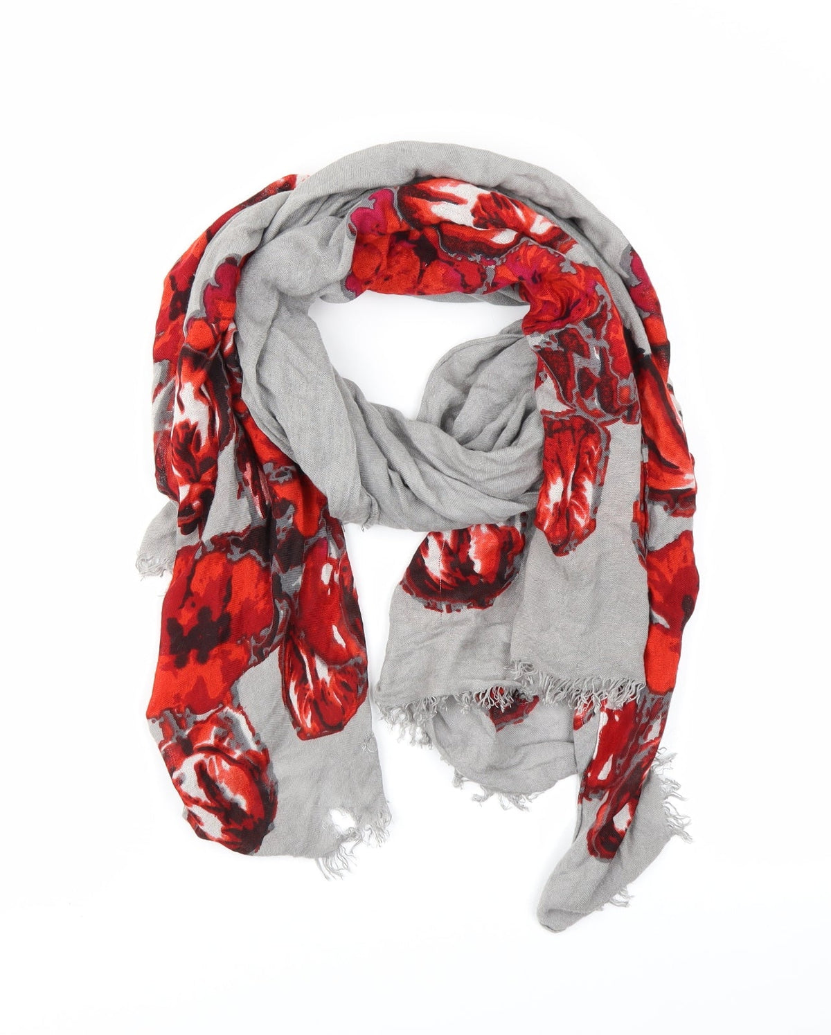 Linea Womens Grey Floral Shawl/Wrap