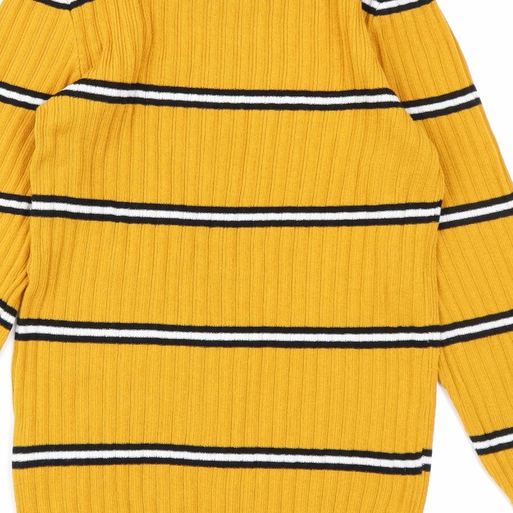 Primark Womens Yellow Striped Knit Pullover Jumper Size S