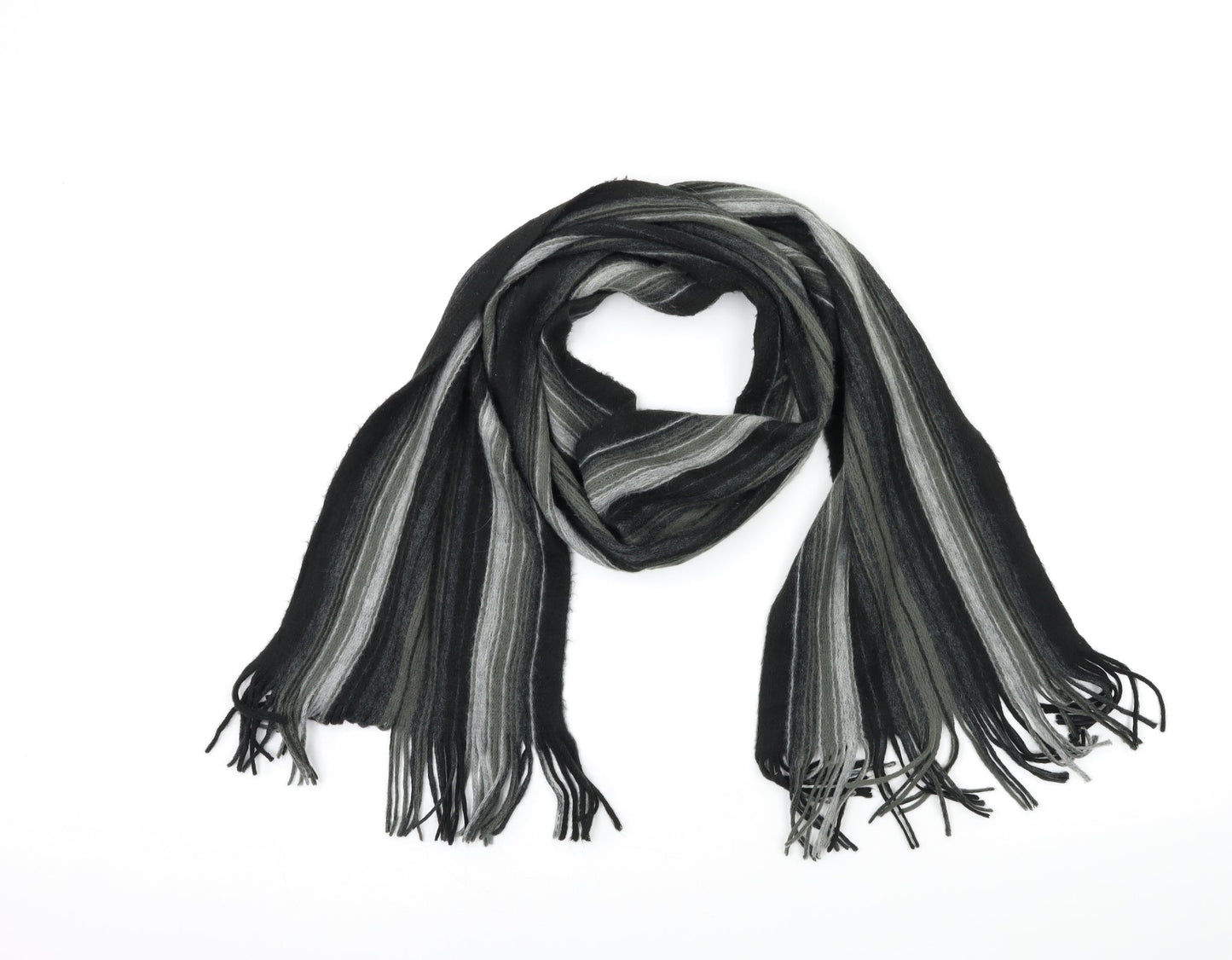 Preworn Mens Grey Striped Scarf