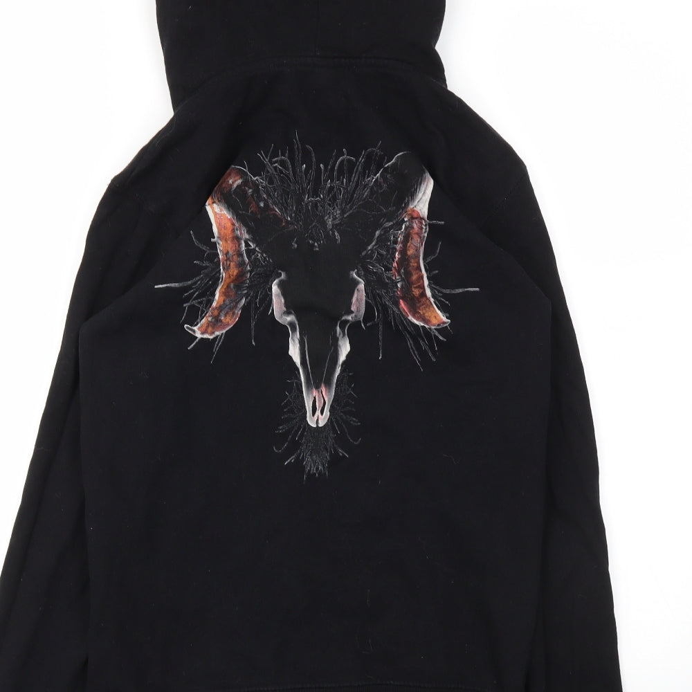 Preworn Womens Black Animal Print Full Zip Jumper Size S