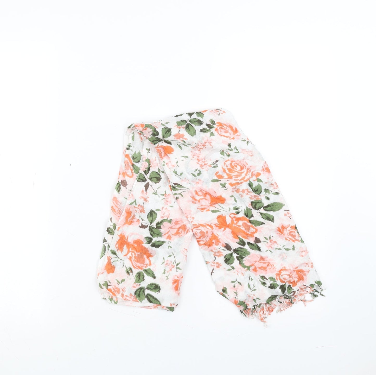 Preworn Womens White Floral Scarf