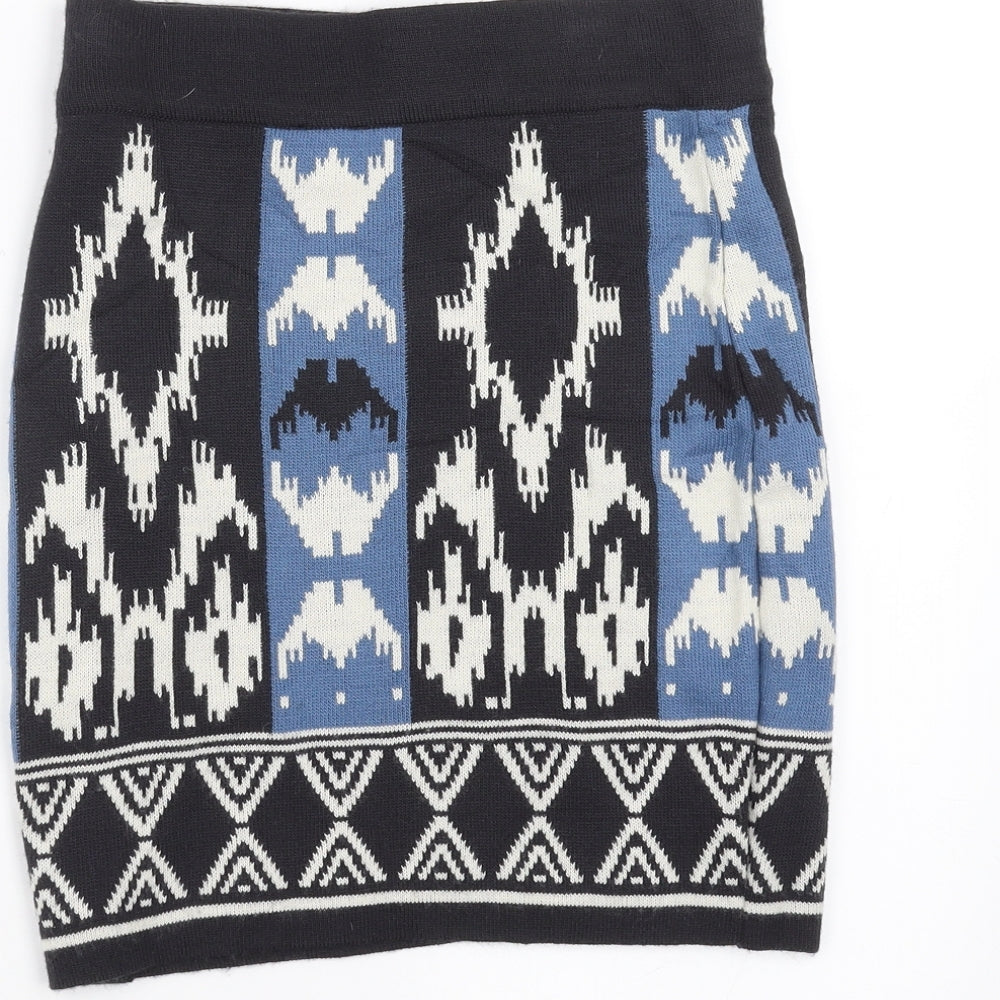 Sparkle & Fade Womens Grey Geometric Knit Straight & Pencil Skirt Size S