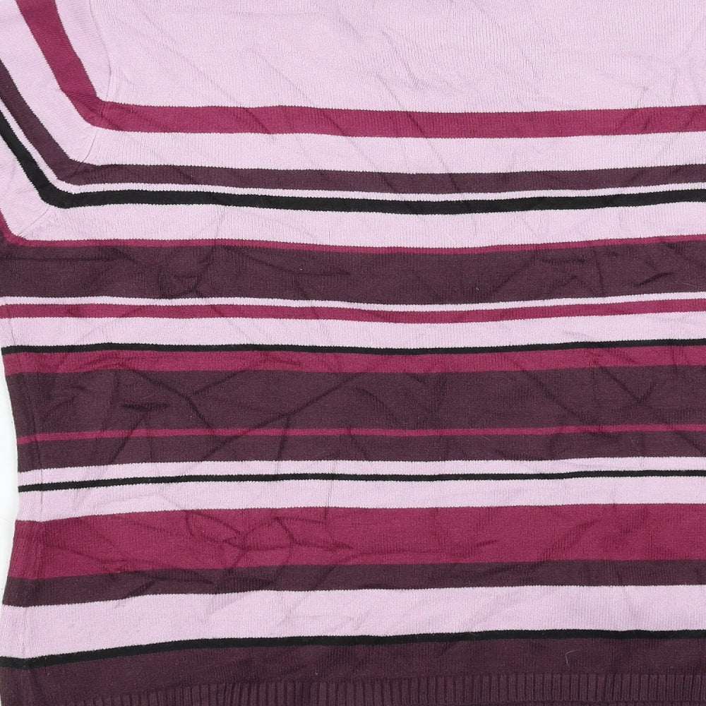 Essentials Womens Purple Striped Pullover Jumper Size 14