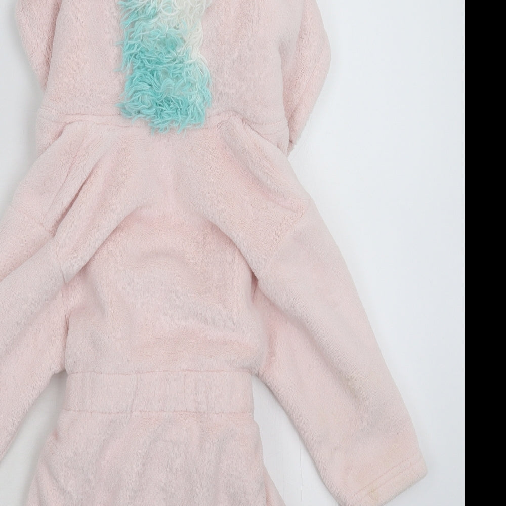 Marks & Spencer Girls Pink Solid Fleece Kimono Robe Size 2-3 Years