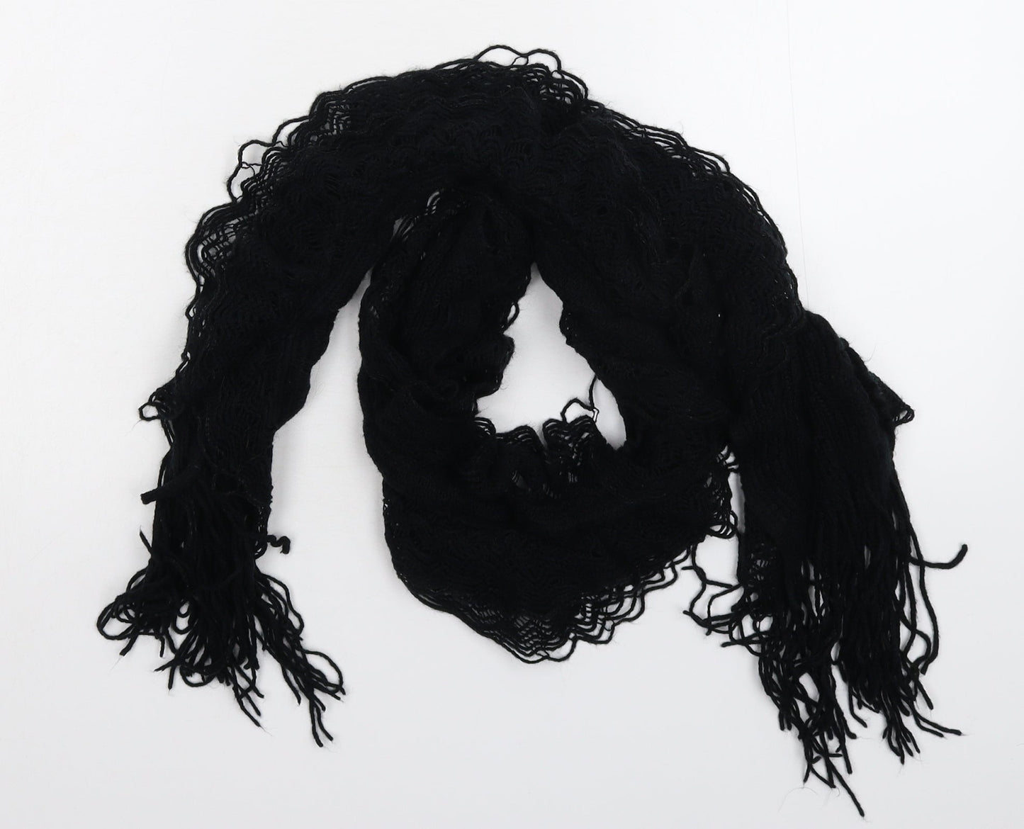 Preworn Womens Black Knit Scarf