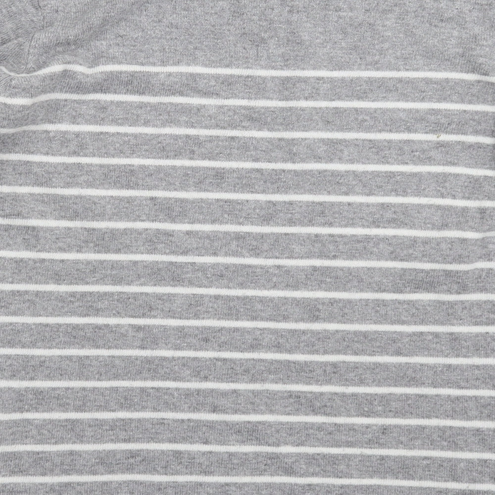 First Avenue Womens Grey Striped Knit Pullover Jumper Size S