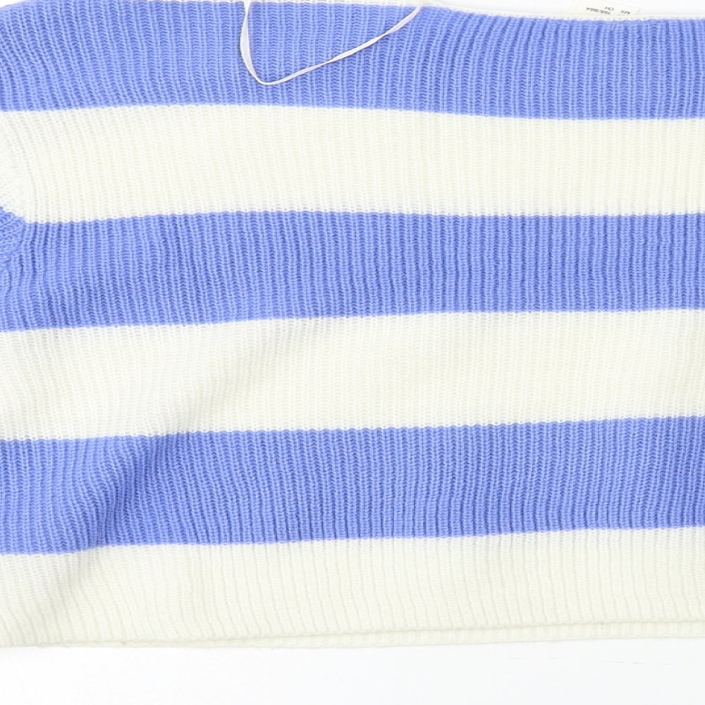 H&M Womens Blue Striped Pullover Jumper Size S