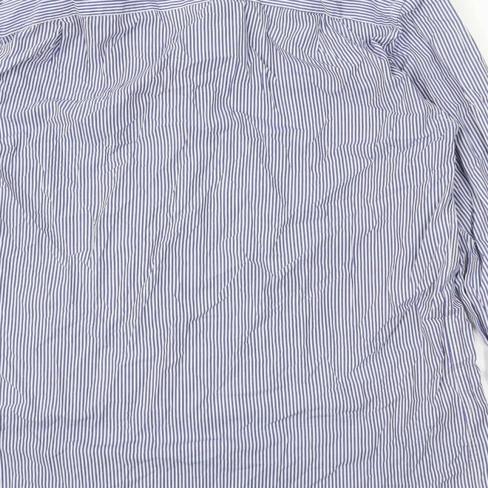 NEXT Mens Blue Striped Button-Up Size 15.5