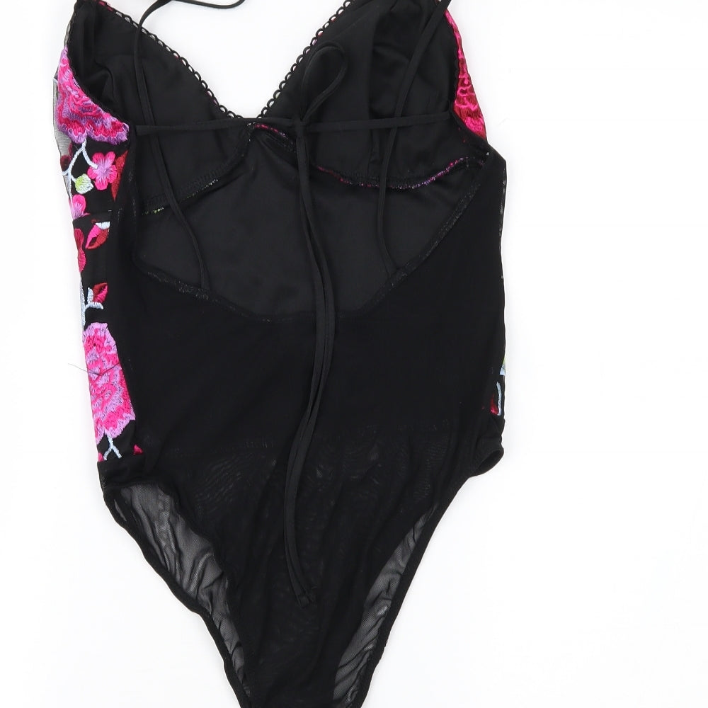 Topshop Womens Black Floral Basic Blouse Size 10
