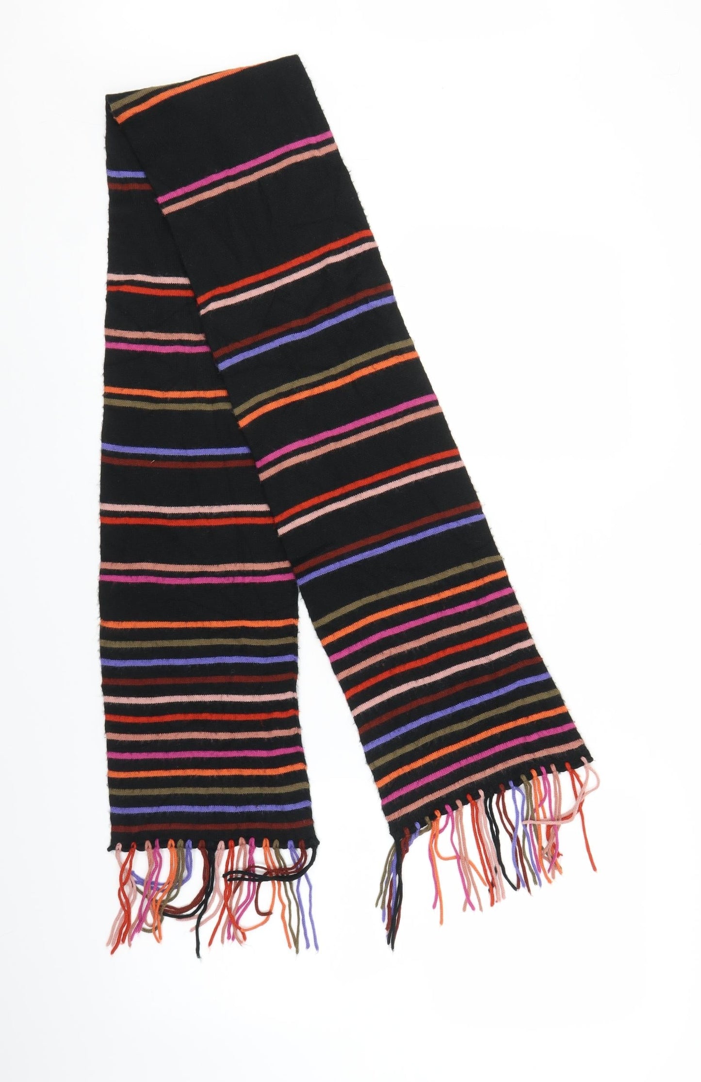 Preworn Unisex Black Striped Scarf