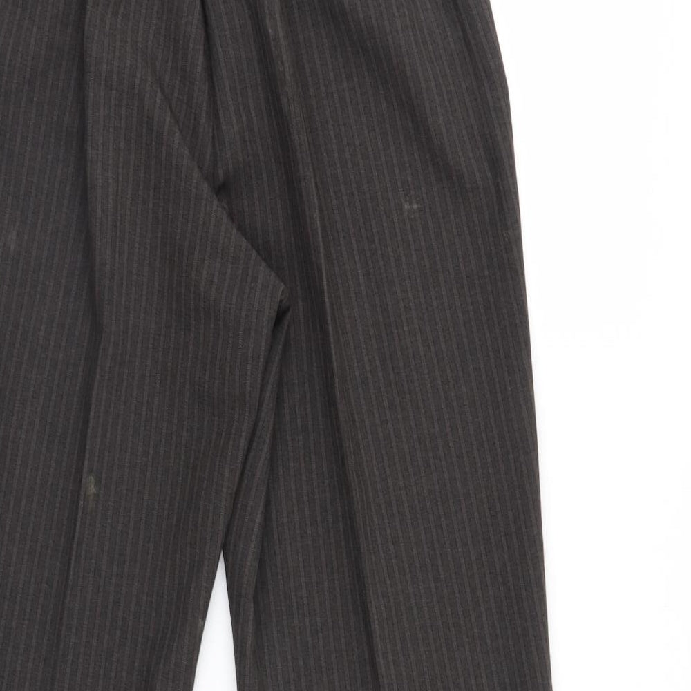 BM Womens Brown Striped Cropped Trousers Size 12 L25 in - Elastic Waist