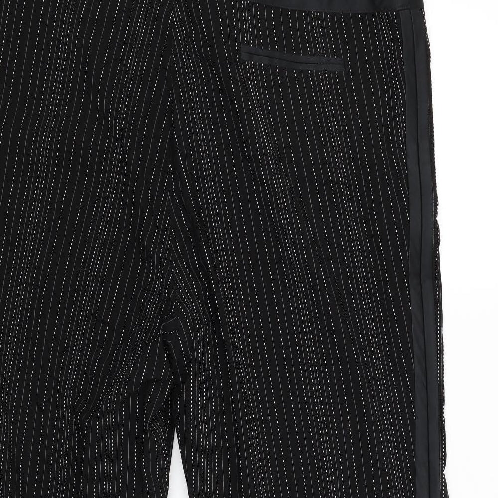 elam Womens Black Striped Trousers Size 42 L22 in